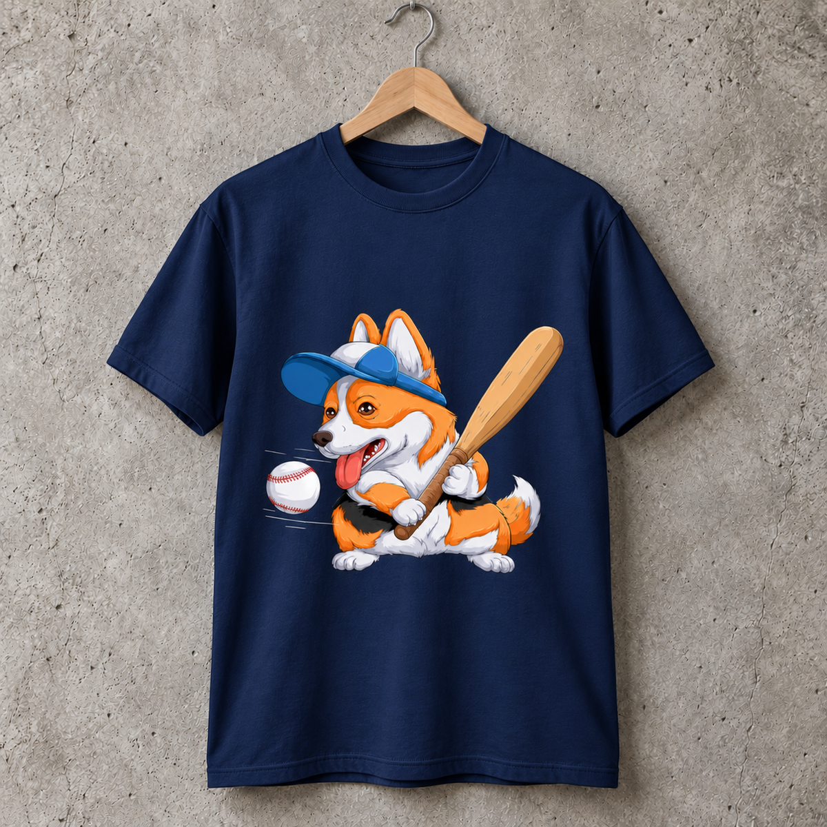 Corgi Baseball Dog Lover Graphic T-Shirt 100% Cotton Unisex Size S-5XL