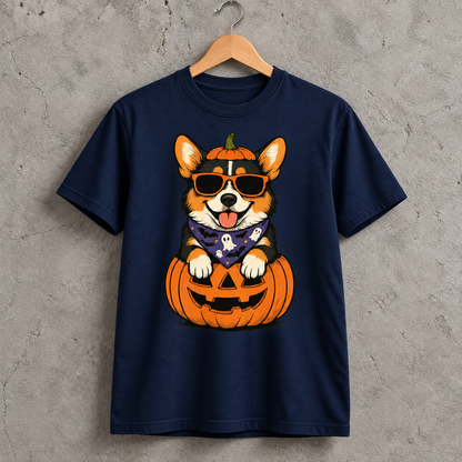 Halloween Corgi Pumpkin Graphic T-Shirt Cute Spooky Dog Lover Tee