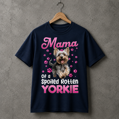 Yorkie Mama Dog Lover Graphic Tee Cute Pet Style 100% Cotton Size S-5XL