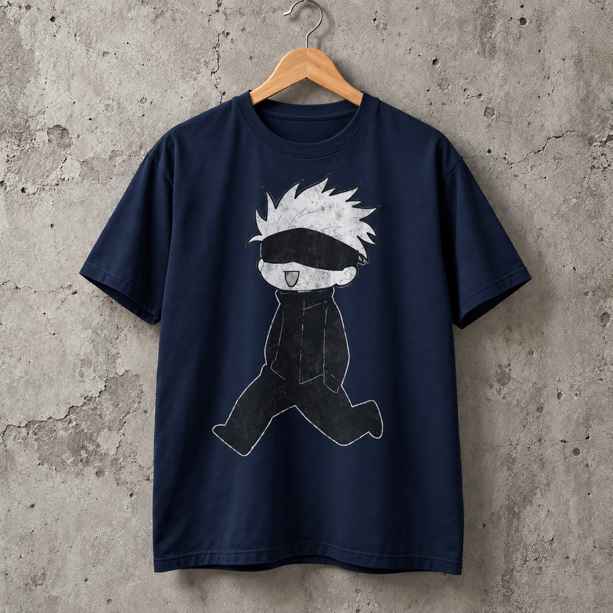 Funny Blindfold Character Graphic T-Shirt Cute Manga Style Unisex Cotton Tee