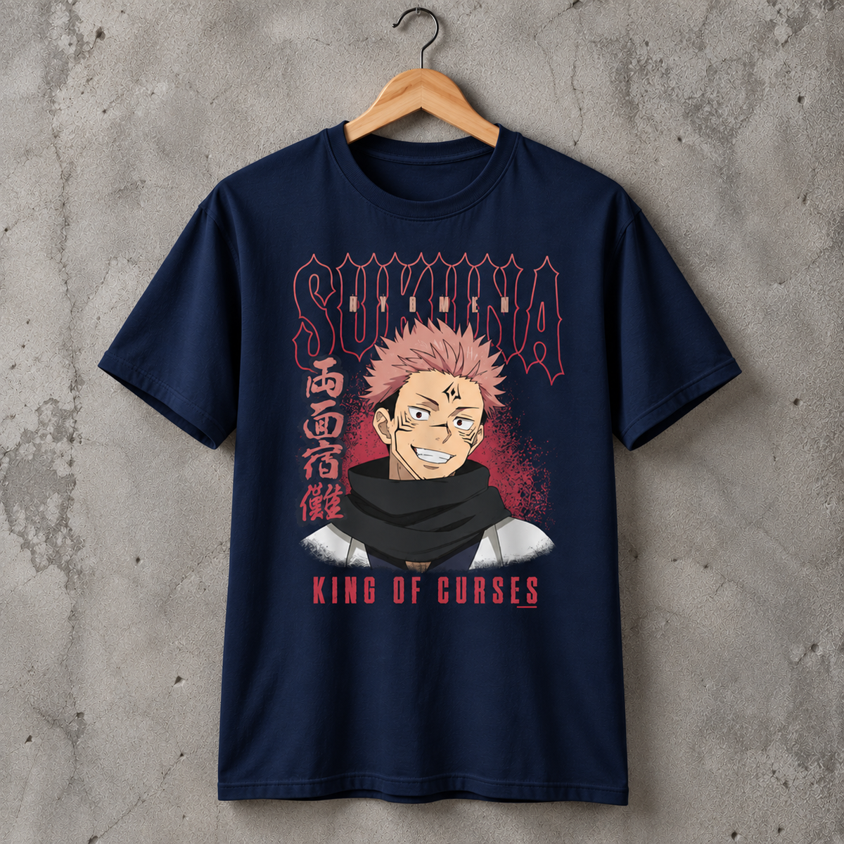Dark Anime Cursed King Graphic T-Shirt Japanese Style Unisex Cotton Tee