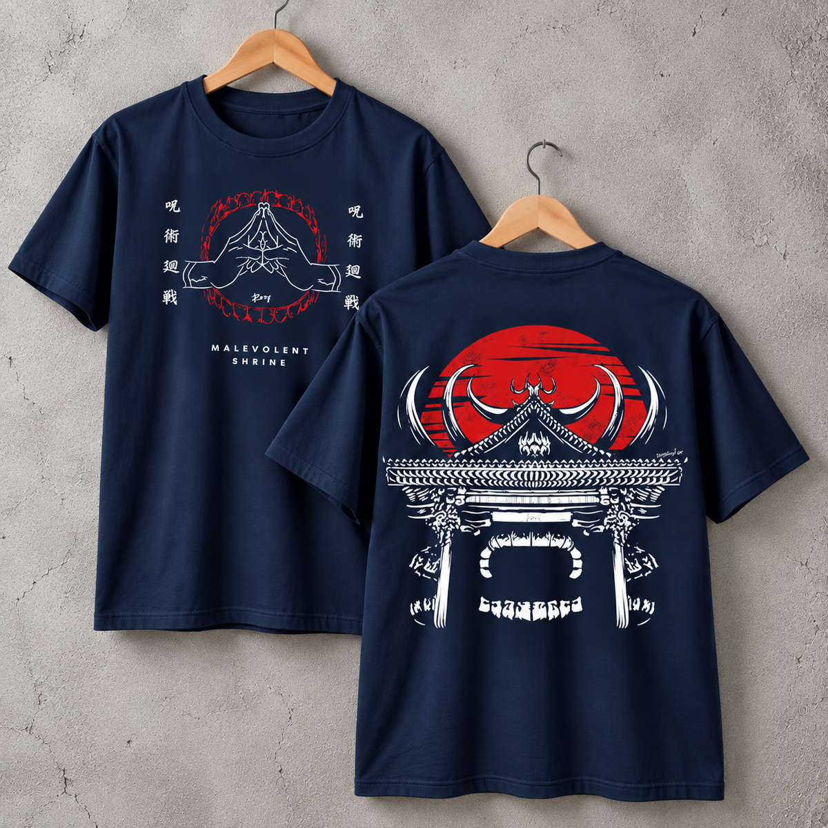 Dark Japanese Shrine Graphic T-Shirt Red Sun Gothic Art Unisex Tee