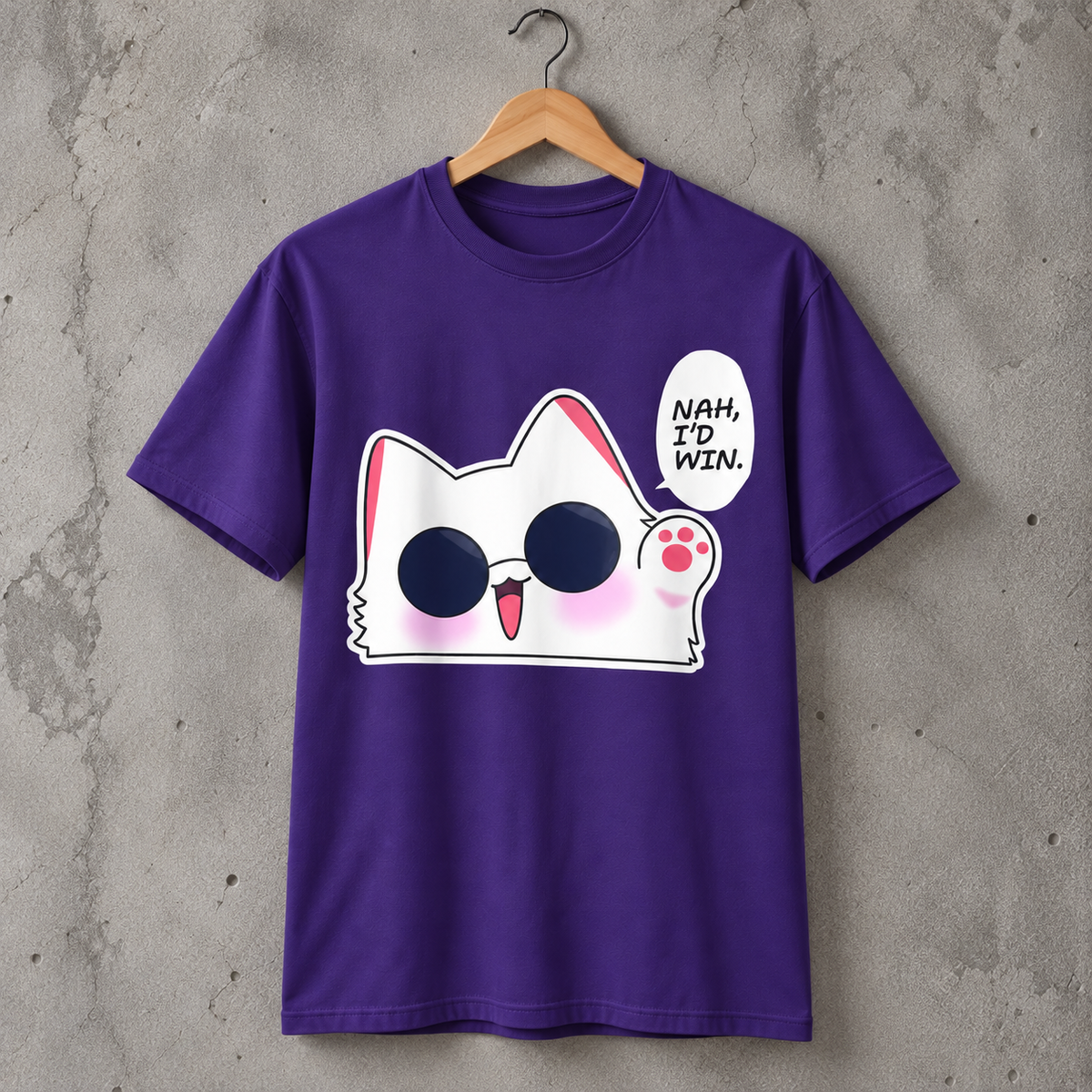 Cute White Cat Sunglasses Graphic T-Shirt Funny Cat Lover Tee Unisex Cotton