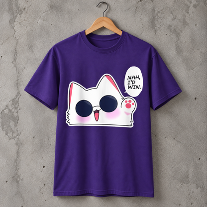 Cute White Cat Sunglasses Graphic T-Shirt Funny Cat Lover Tee Unisex Cotton