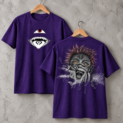 Dark Gothic Monster Graphic T-Shirt Horror Art Front Back Print Unisex Tee