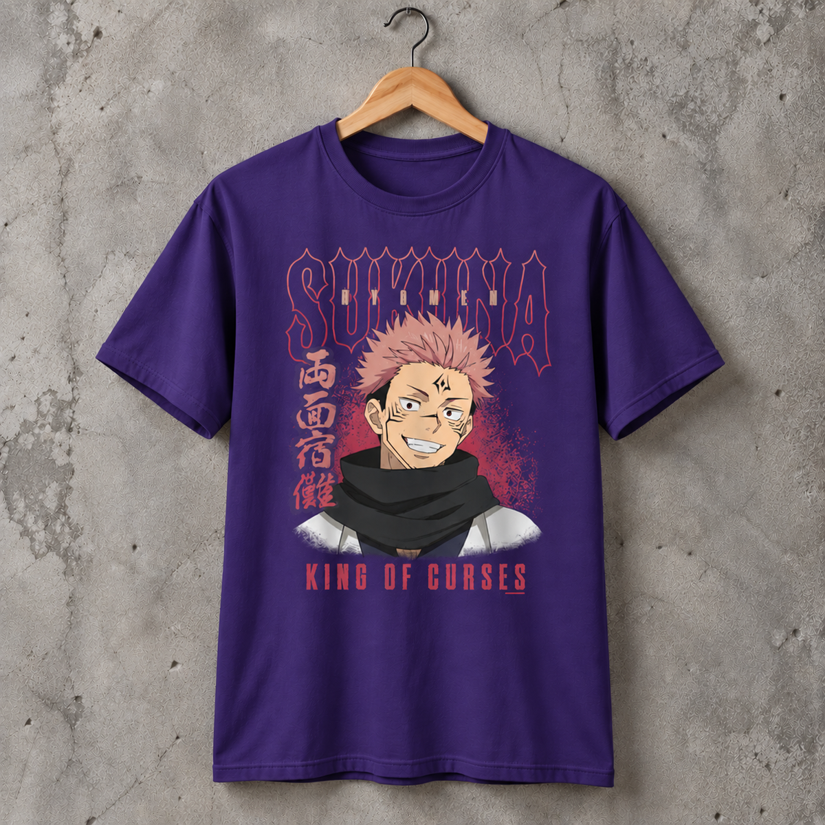 Dark Anime Cursed King Graphic T-Shirt Japanese Style Unisex Cotton Tee