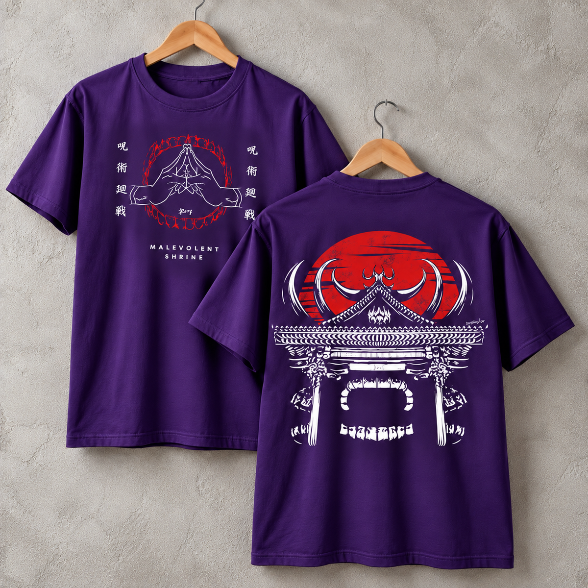 Dark Japanese Shrine Graphic T-Shirt Red Sun Gothic Art Unisex Tee