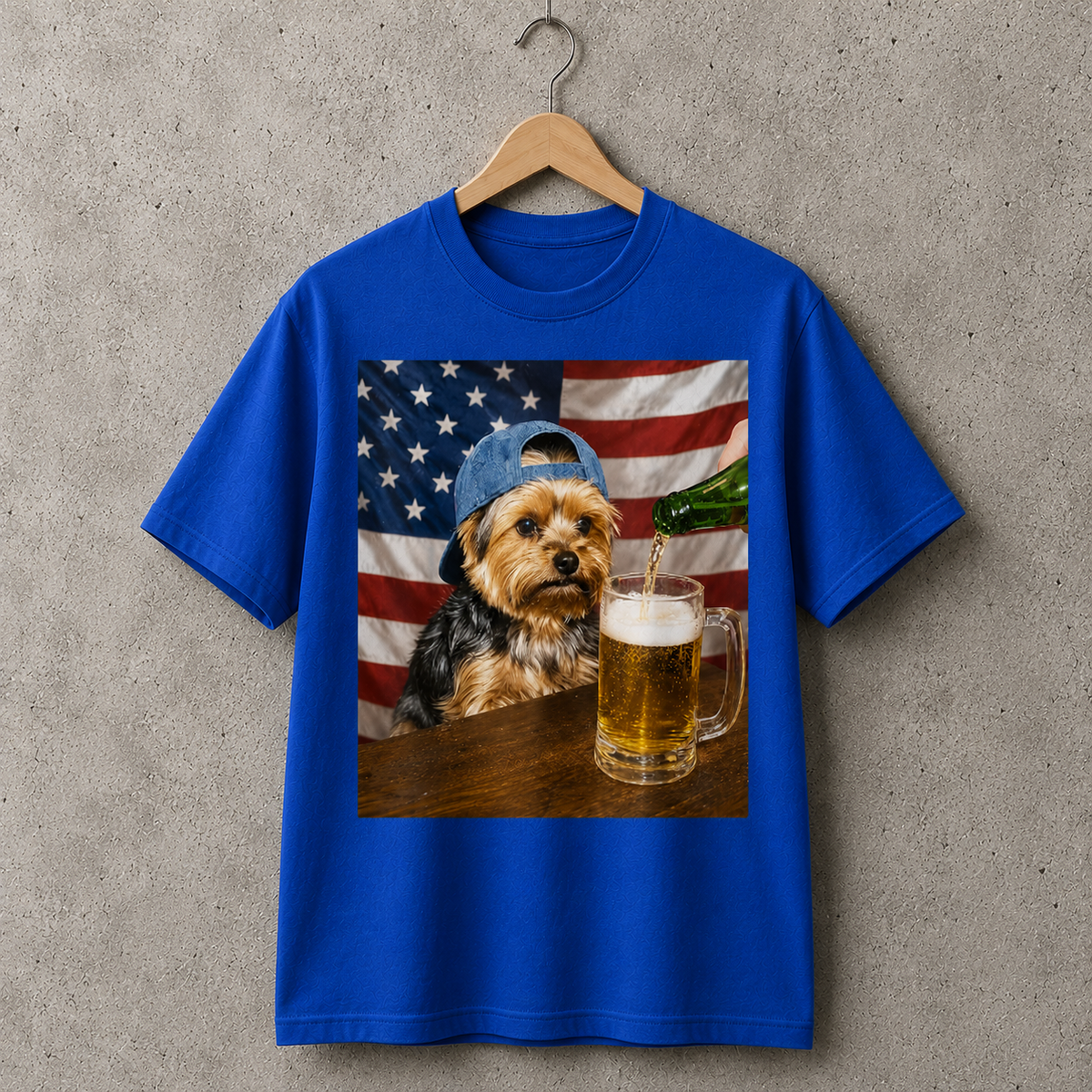 Yorkie Dog Lover Patriotic Graphic Tee USA Style 100% Cotton Size S-5XL