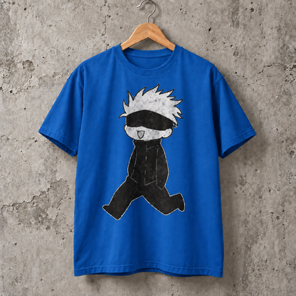 Funny Blindfold Character Graphic T-Shirt Cute Manga Style Unisex Cotton Tee
