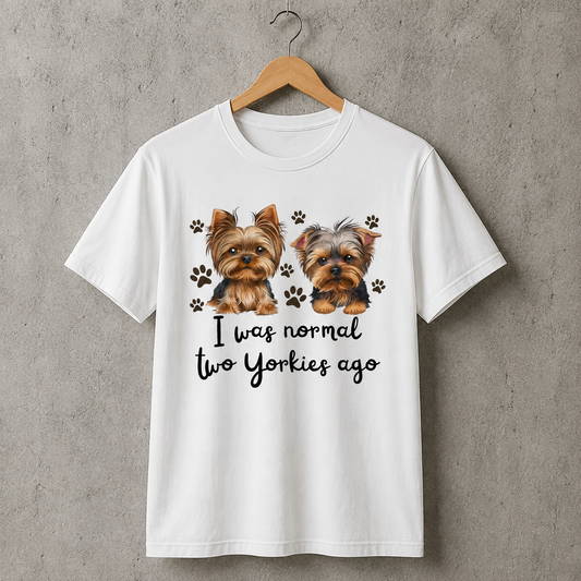 Two Yorkies Dog Lover T-Shirt Unisex Cute Pet Style 100% Cotton Size S-5XL